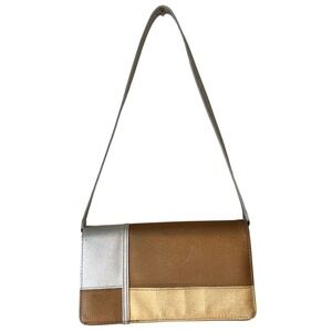 Vintage Elka Metallic Colorblock Purse Shoulder‎ Bag Flap Closure Y2K Vintage